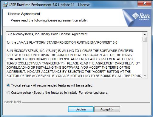 35. On the License Agreement screen, click Typical setup All recommended features will be installed and then