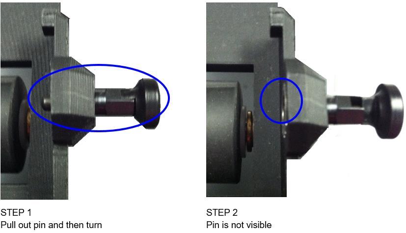 14. After the docking plate is correctly aligned with the printhead, gently pull out and turn the docking plate locking pin so that no part of the pin is visible. 15.