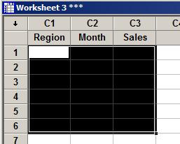 Creating a New Woorksheet File New Minitab worksheet To enter data columnwise Click the data entry direction arrow to make it point down.