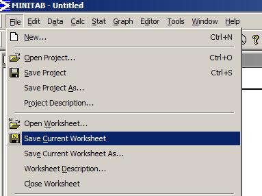 Cells. 27 Saving Worksheet Minitab Project File (.
