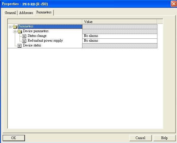 0 to set device properties. ð Select Parameters and change the device parameter settings.