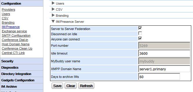 Maintenance Tasks: Instant Messaging/Presence 3.8.1 IM Server Configuration The portal includes a component that acts as its instant messaging/presence server.