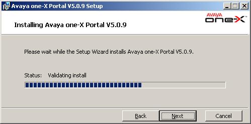 Installation: Install the one-x Portal Software 4. Click Install. The process of 5.