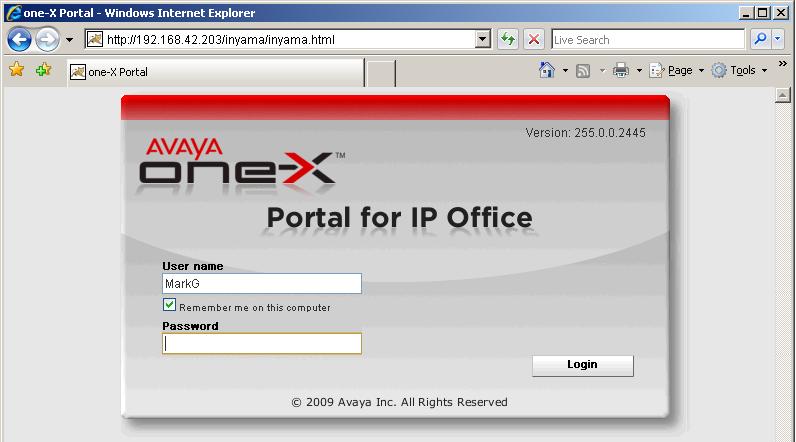 Installation: Initial Server Configuration 2.7 Test User Connnection From a user PC rather than the server PC, check that a user can login to one-x Portal and use it to make and answer calls. 1.