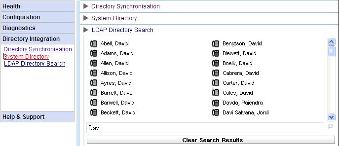 4.6.3 LDAP Directory Search This option allows you to search the external directory in the same way as one-x Portal users.