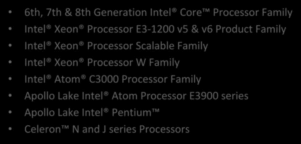 Xeon Processor W Family Intel Atom C3000 Processor Family Apollo Lake Intel Atom