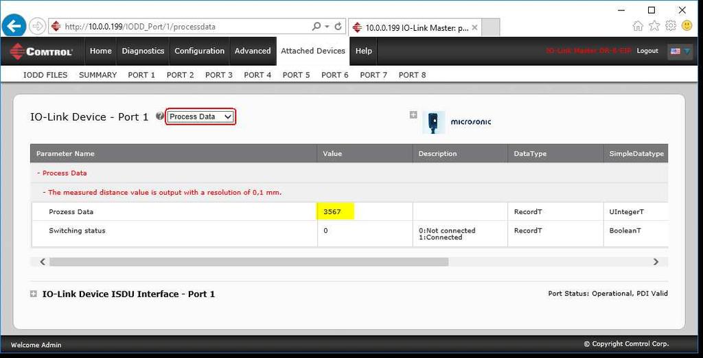 5. You can review the process data by selecting Process Data in the drop