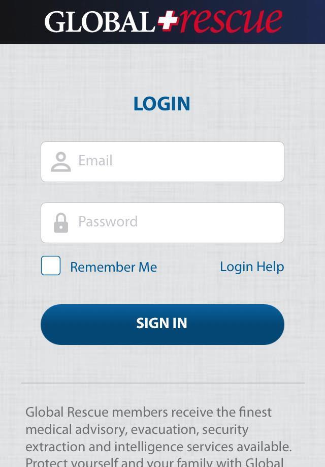How to Log In Step 2: Log in with your Global Rescue credentials.