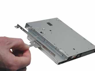 8. Remove the two screws that hold the mounting bracket to the optical drive.