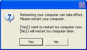 4) Clicking the Yes button will reboot the PC. 5) Open the printer properties window in the Windows OS.