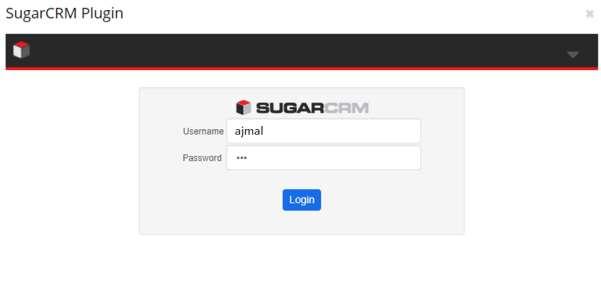 Step 3: Key in your Sugar username and password. *Note: by default, Sugar has Access Token which is valid for 1 hour, as well as Refresh Token which is valid for 14 days.