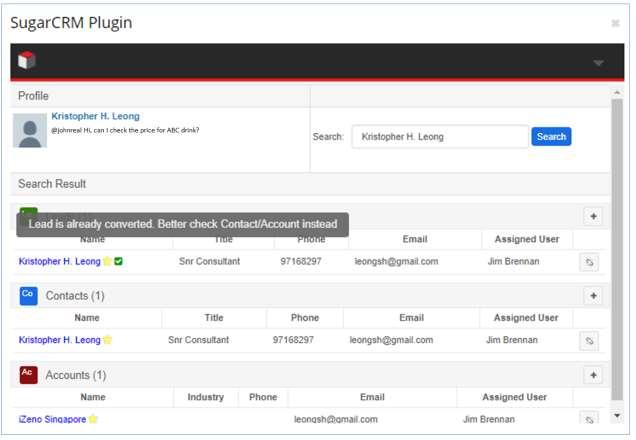 4.7 Configure Plugin Settings The Plugin has a Settings page which allows you to modify your SugarCRM URL, Secret Key, Secret ID, as well as to disconnect
