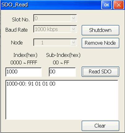 4.1.7. SDO_Read SDO protocol is a kind of the communication functions used to read/write CANopen object dictionary.