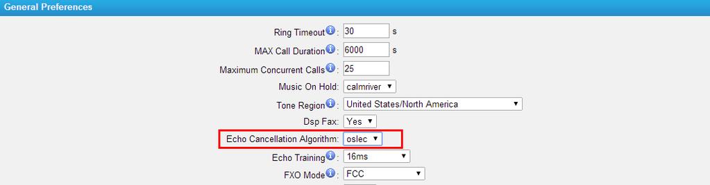 Path: PBX Basic Settings General Preferences This option is used to adjust the echo cancellation on PSTN/GSM trunk.