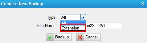 5. Added separated backup support for extensions.