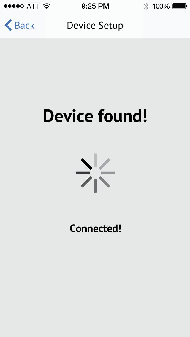 Device Found Initial Setup If device is not already connected to an existing SafeTime account, continue to next