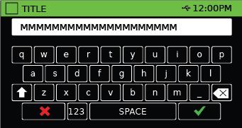 If the text is a number, the numerical keypad will be displayed: If the text is a text string, the QWERTY keypad will be displayed: Text: Text such as reading results or settings is displayed in a
