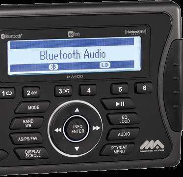 Ready - All primary unit functions can be controlled by any ios or Android-based mobile device with downloaded Marine Audio app Bluetooth streaming audio (A2DP) and controls (AVRCP) Digital media