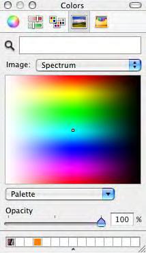 The Colors Dialog Box (Mac OS X) The Colors dialog box contains controls for experimenting with color in your LayOut documents.