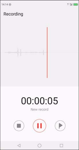 Chapter 9: Programs 9.13 Recorder Use Recorder to record a voice memo. To record a voice note 1. From the Home screen, tap > Recorder. The recording screen is displayed. 2. Tap to record your voice.