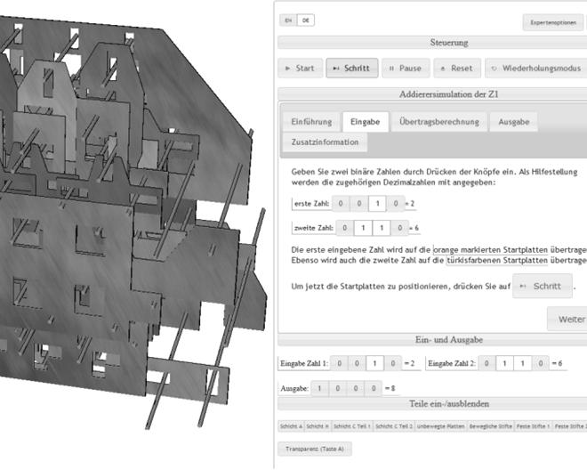 Another significant construction requirement was the meaningful usability of the simulation. The user can input numbers into the simulation (see Fig.