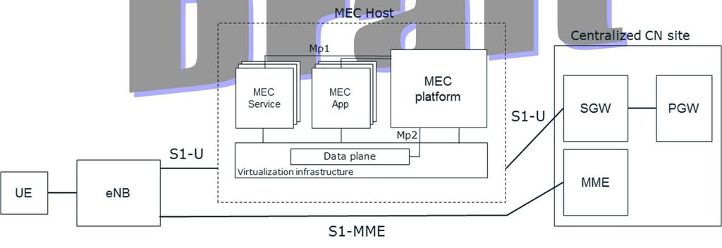 Two basic traffic scenarios are considered: - data transparently passing through the MEC host; - data generated inside the MEC host by a MEC application, or manipulated inside the MEC host, and data