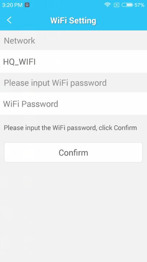 2. click WiFi setting Follow the prompt, input the WiFi password, and confirm it. ((Note: After confirmed, it will prompt: Unplug the network cable.