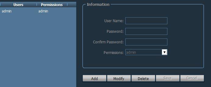 6 User management User permissions can be divided into there parts: administrator, operator and visitor.