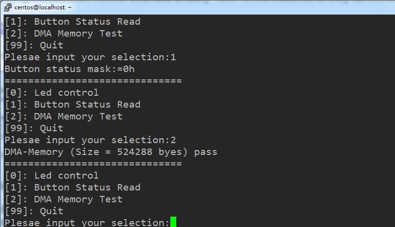 Figure 8-8 Screenshot of DMA Memory Test Result 12. Type 99 followed by the ENTER key to exit this test program Development Tools Quartus Prime 18.0 Pro Edition GNU Compiler Collection, Version 4.