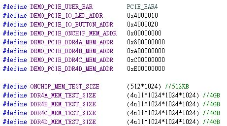 The base address of BUTTON and LED controllers are 0x4000010 and 0x4000020 based on PCIE_BAR4, respectively. The on-chip memory base address is 0x00000000 relative to the DMA controller.
