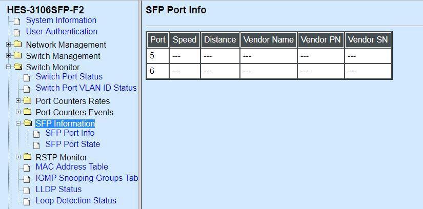 4.5.4 SFP Information Click the SFP Information folder and then two options within this folder will