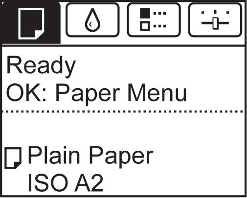 Removing Sheets ipf850 Series Removing Sheets Remove sheets from the printer as follows. 1 On the Tab Selection screen of the Control Panel, press or to select the Paper tab ( ).