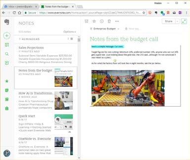 Evernote has somewhat different looks and features on Windows, the ipad, and the Mac.