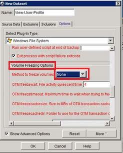 12. Scroll down the list of options and select Volume Freezing Options as shown in Figure 22.
