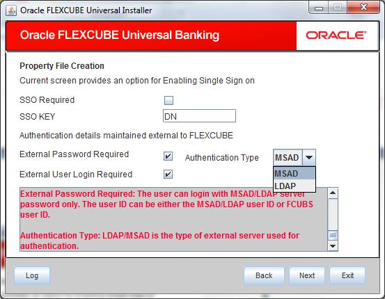 If you have not checked the box SSO Required, then click Next. The following screen is displayed. 1. External User Login Required Check this box to enable user login using MSAD/LDAP user Id.