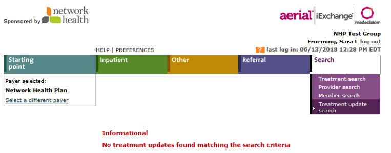 far back you want to search for treatment updates Treatment update type Show only unread treatment