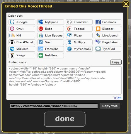 Share by Exporting: Exporting allows you to have a copy of your Voice Thread on your computer.