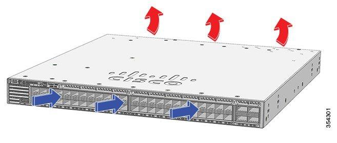 StackPower Connector Figure 17: Airflow Patterns for the Catalyst 3850-48XS Switches (using Power Supplies and Fans with Red Handles) StackPower Connector For information about installing a fan