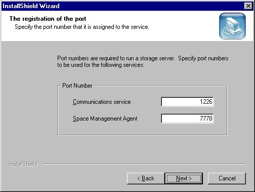 9. Input the port number to be allocated for the service in the [Register Port Number] window.