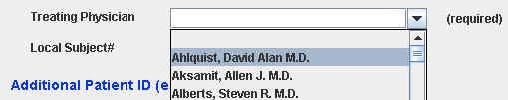 Figure 43 Select the appropriate Treating Physician from the drop-down menu.