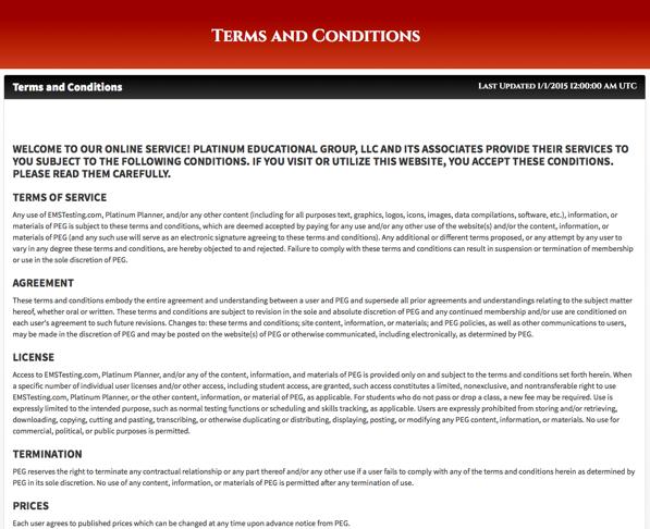 e TERMS AND CONDITIONS Reading the terms and conditions is important. It outlines some of the things you can and cannot use the website for, and may answer potential future questions.