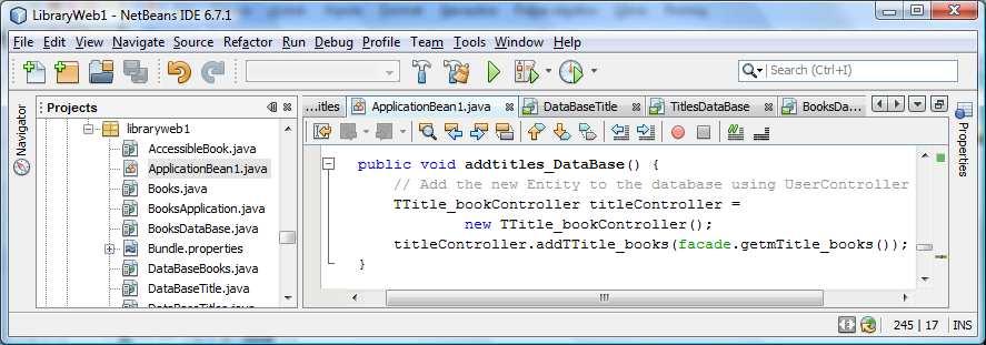 c) The addtitles _DataBase method is used to store data of the TTitle_book or TTitle_book_on_tape objects in the Library1 database.