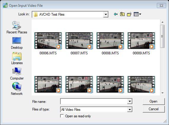 Step 1 Select the Input File Name (or group of files) to be converted With the correct video clips displayed, it is now possible to select one or more clips to be converted.