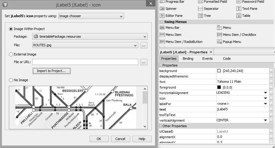 Set the Package Name to timetablepackage.resources: Before continuing, obtain or create a route map similar to the one shown above in the program specification.