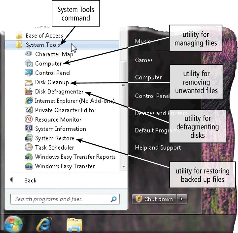 Finding Utility Programs In Windows Operating System, utility programs can be accessed by