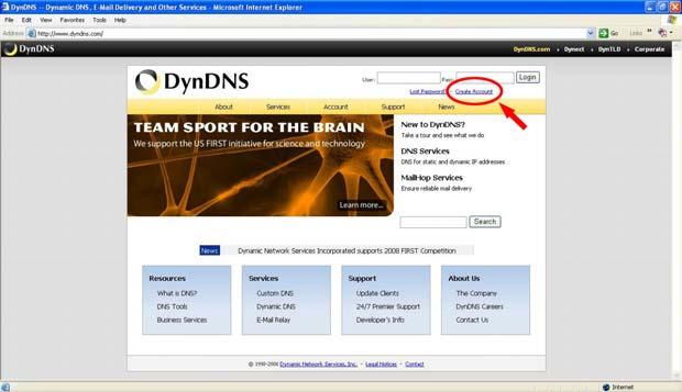 APPENDIX 2. Register as a DDNS member This chapter provides the user with the basic instructions on how to register a free DDNS service. Registering for a DDNS Enter the URL www.dyndns.com.