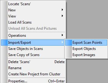 Figure 10: Import/Export > Export Scan Points a) Select PTS Files (*.