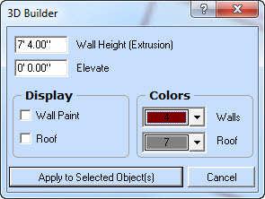 a) Use the [Ctrl] key on the keyboard to add or remove walls to the selection 8) Click (Figure 19: Dialog box for converting a 2D wall into a 3D wall) a) Enter the wall s height b) Verify Wall Paint