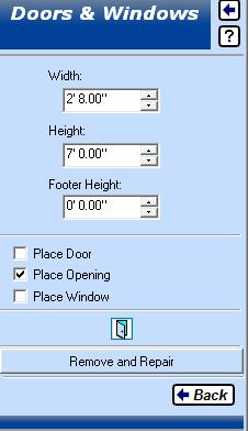 Step a) Step b) Step c) Step d) Step e) Figure 20: Doors and Windows Menu 11)Click on the line that represents the wall where the door is located 12)Click on the one of the
