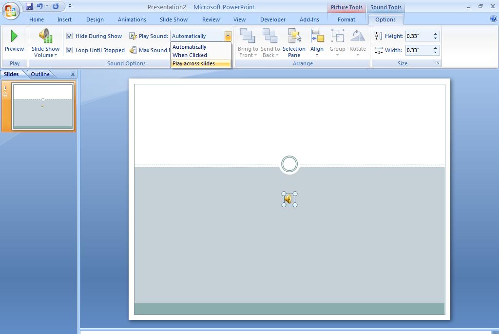 4. Click on the sound icon in the document window and the Sound Tools tab will appear. (Figure 18, item 11). 5.